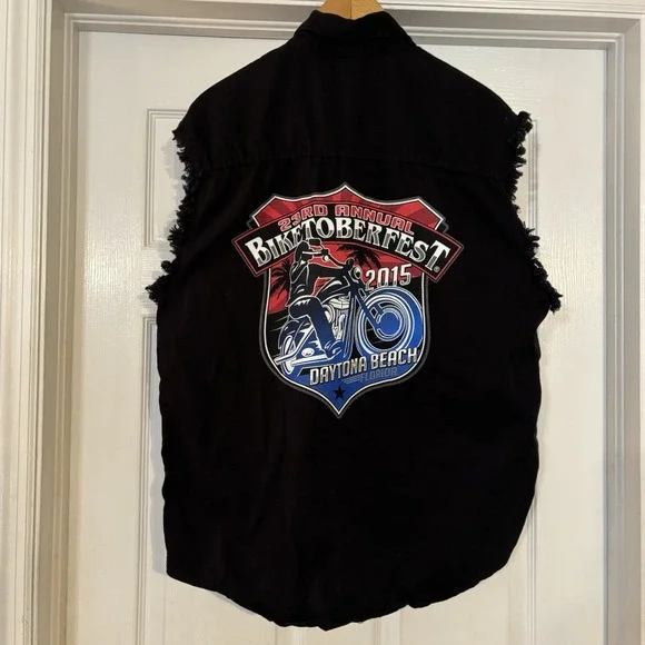 2015 Daytona Beach Biketoberfest Black Vest Motorcycles Riding Size XL - Picture 3 of 9